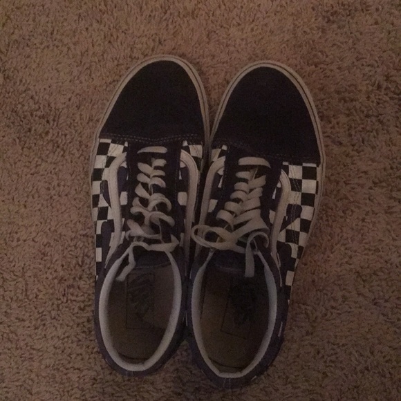 Vans Nave Blue Checkered Flame Shoes - Picture 5 of 5